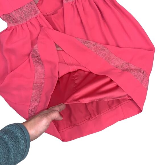 Max & Cleo Strapless Pink Mesh Cutout Mini Dress - Picture 11 of 12